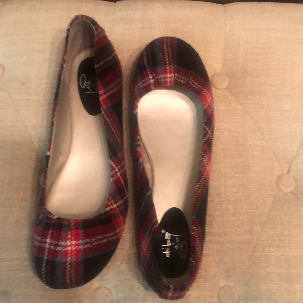 Plaid ballerina flats NEVER WORN